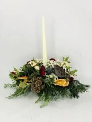 Angelic Christmas White Candle Table Centrepiece