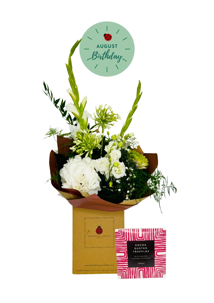 August birthday flowers and chocolates gift set