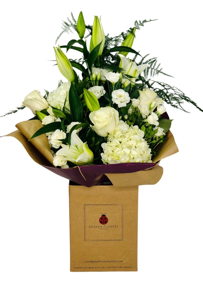 Elegant White Sympathy Hand Tied Large