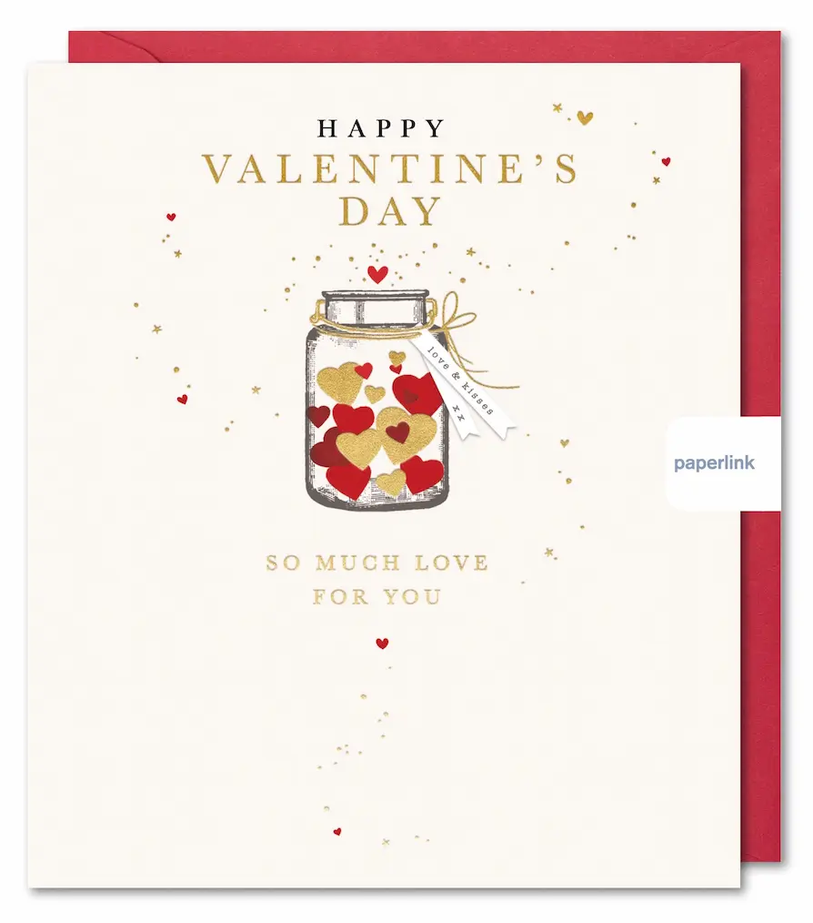 Happy Valentines Day Card - Jar of Hearts