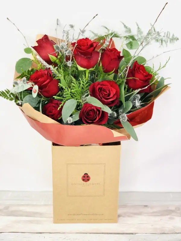 Merry and Bright Christmas Rose Hand Tied Bouquet