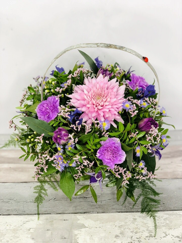 Mothers Day Parma Violet Skies Basket of Flowers