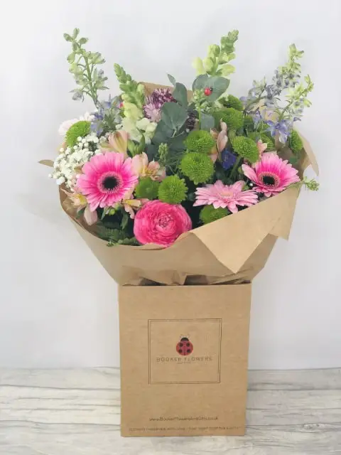Pink and Blue Summer Handtied Large Bouquet