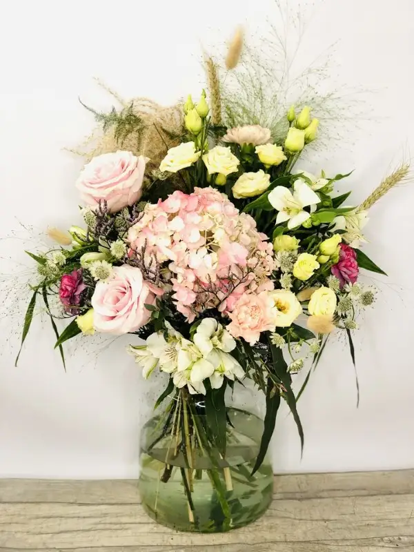Sugar and Spice Vase of Pink Flowers