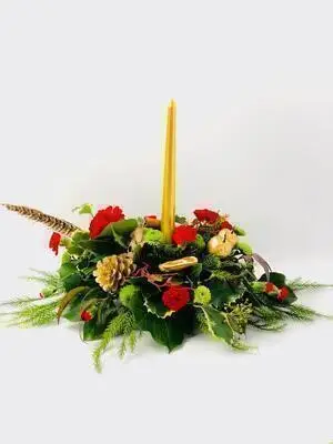 Warm Glow Christmas Table Centrepiece With Candle